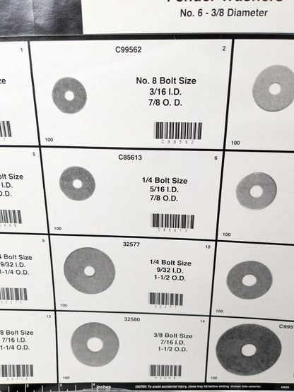 1450 Piece Fender Washers No 6 - 3/8" Diameter 8539
