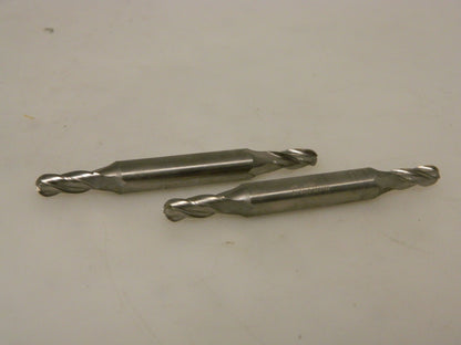Melin Double End Ball End Mill 1/4" Dia. X 3/8" LOC 4FL Cobalt Qty 2 DDS-1208-B
