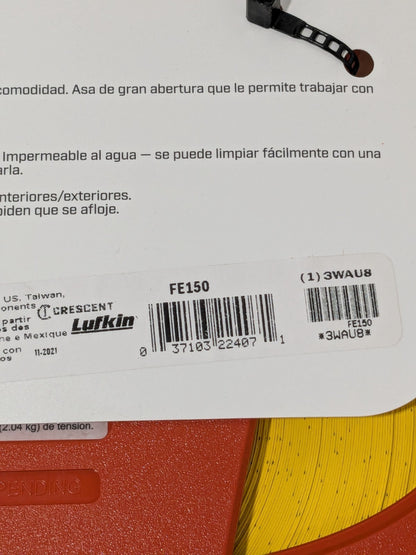 Lufkin Tape Measure: 150' Long, 1/2" Width, Yellow Blade FE150