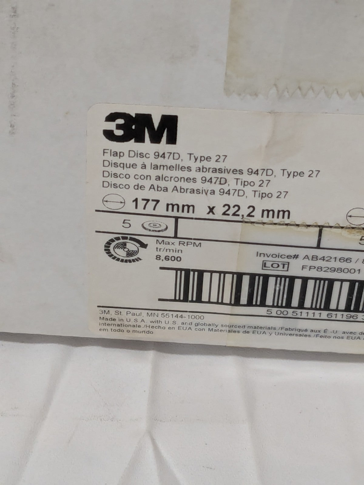 3M Cubitron 947D Type 27 Flap Disc - Ceramic - 7" 60 Grade Qty 5 61196