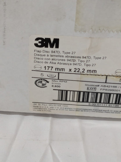 3M Cubitron 947D Type 27 Flap Disc - Ceramic - 7" 60 Grade Qty 5 61196