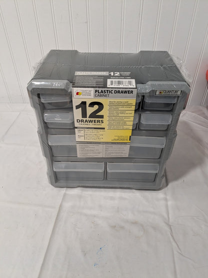 Quantum Storage 12 Drawer, Small Parts Drawer Cabinet System PDC-12BK