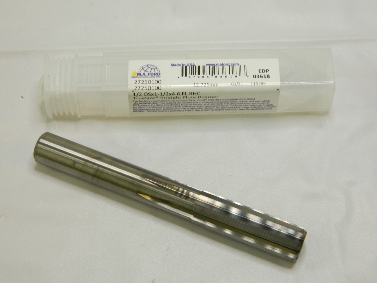 M.A. FORD SC Chucking Reamer 0.501" Diam 6-FL Straight Shank Straight FL 03618