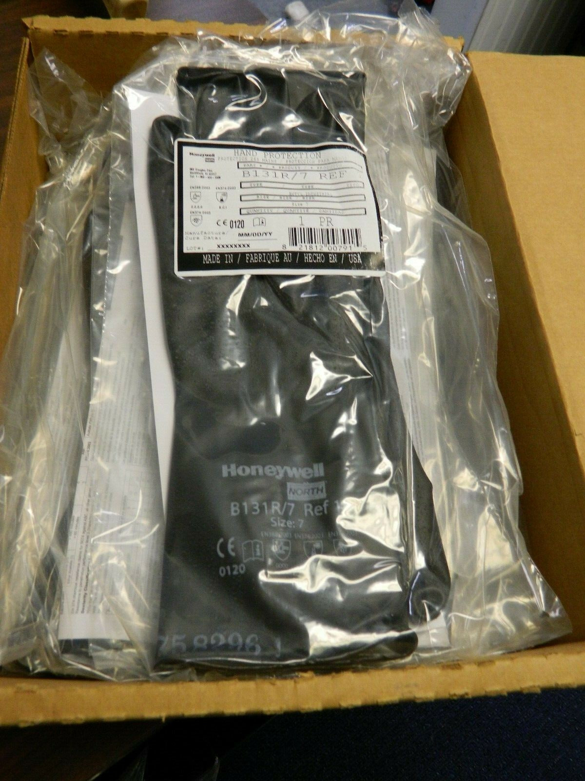 HONEYWELL Chemical Resistant Glove 13 mil Sz 7 QTY 24 individual Pairs  B131R/7