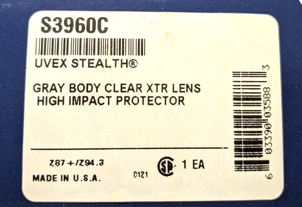 UVEX Stealth  Gray With Clear XTR Lens Safety Goggles  *QTY 2*  S3960C