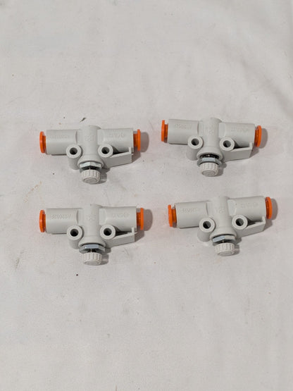SMC Air Flow Control Valve: In-Line, Tube, 1/4" Tube OD Qty 4 AS2052F-07