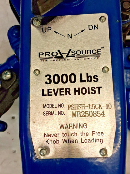 Pro-Source Manual Lever Hoist 3000lb Capacity PSHSH-1.5CK-10