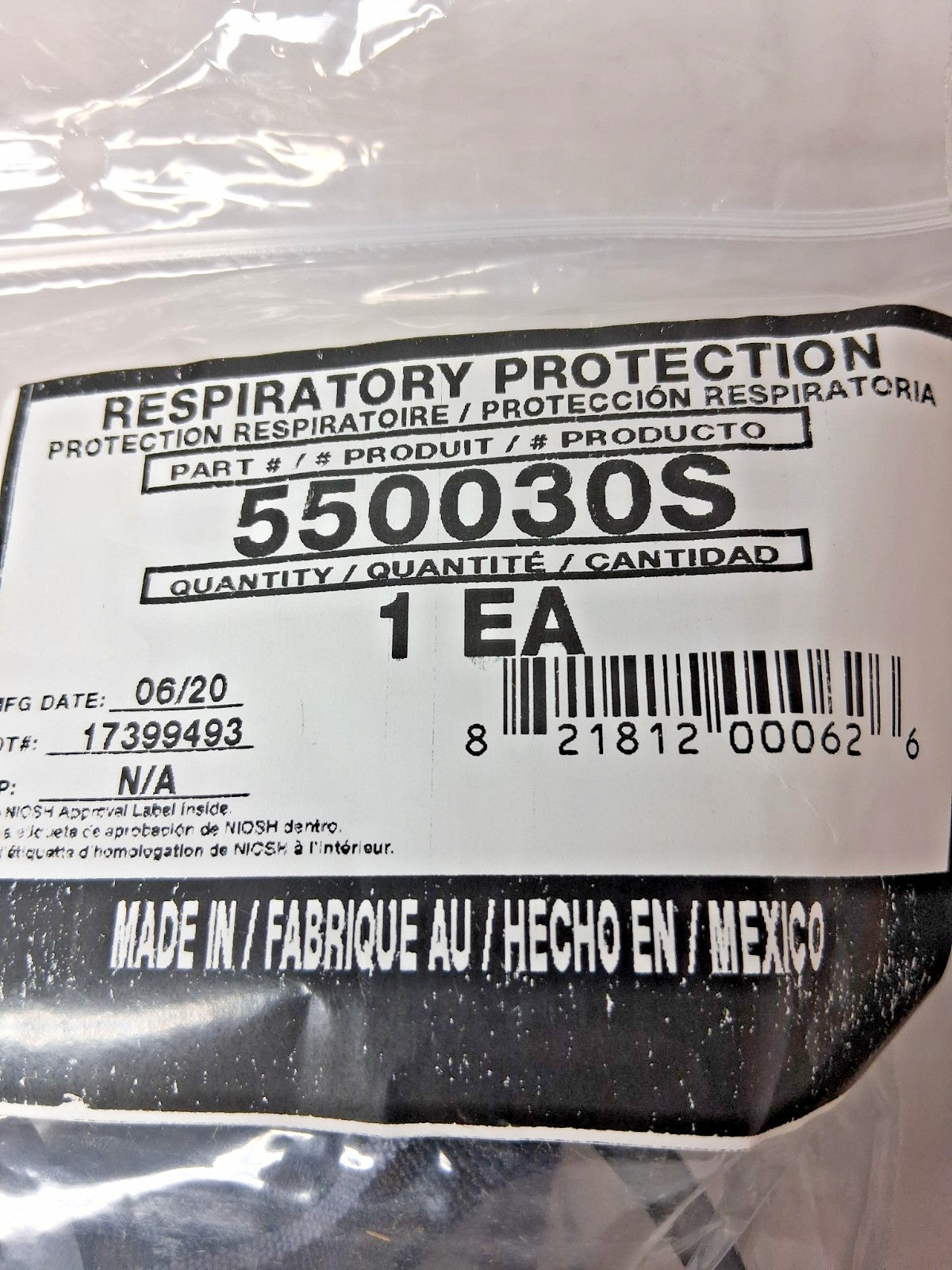 North Half Facepiece Respirator 2PK Elastomer Threaded Size Small 550030S