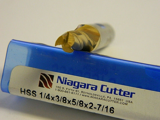 Niagara 1/4" Diam 5/8" LOC 3/8" Shank Diam 2-7/16" OAL 3 Fl HSS Square End Mill