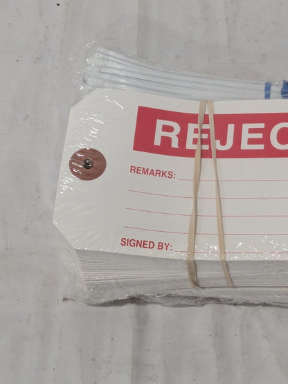 "Rejected" Tag: Rectangle, 2-7/8" High, 6-3/4" Wide, Paperbo