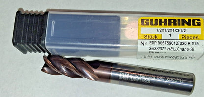 Guhring Corner Chamfer End Mill 1/2" Dia 1" LOC 4 FL Carbide 9067570127000