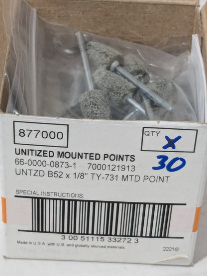 SA Mounted Point: 3/4" Thick, 1/8" Shank Dia, B52, Fine Box of 30 7000121913