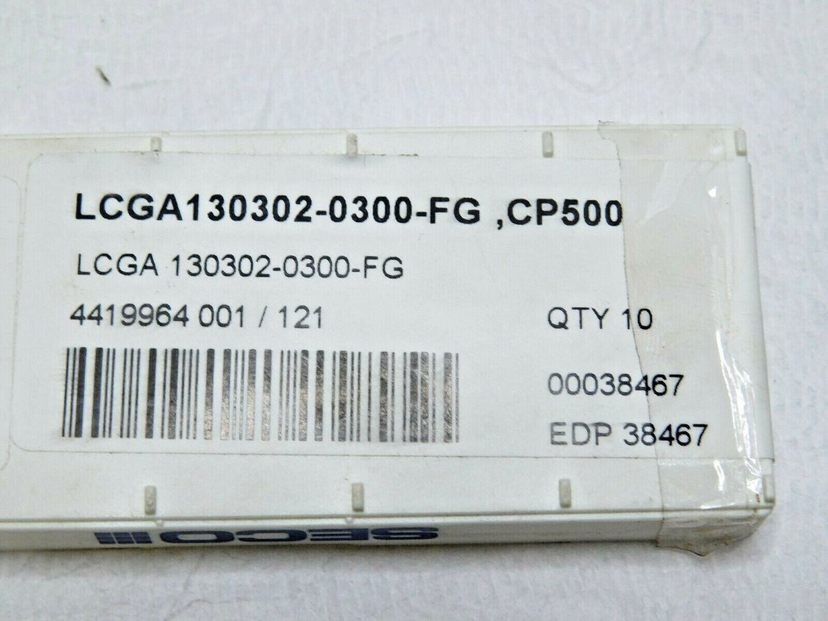 Seco Carbide Turning Inserts LCGA130302-0300-FG Grade CP500 Qty 10 38467