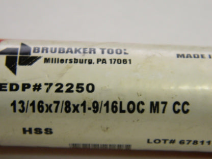 Brubaker Tool Double End Mill 13/16" Dia. x 1-9/16" LOC 2FL HSS 72250