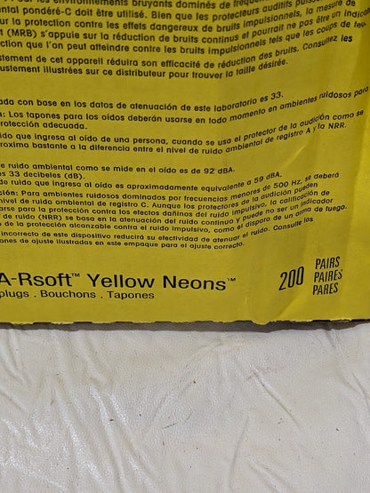 3M Earplugs: 33 dB, Foam, Bullet, Roll Down, Uncorded Sz L Qty 200 7000127175