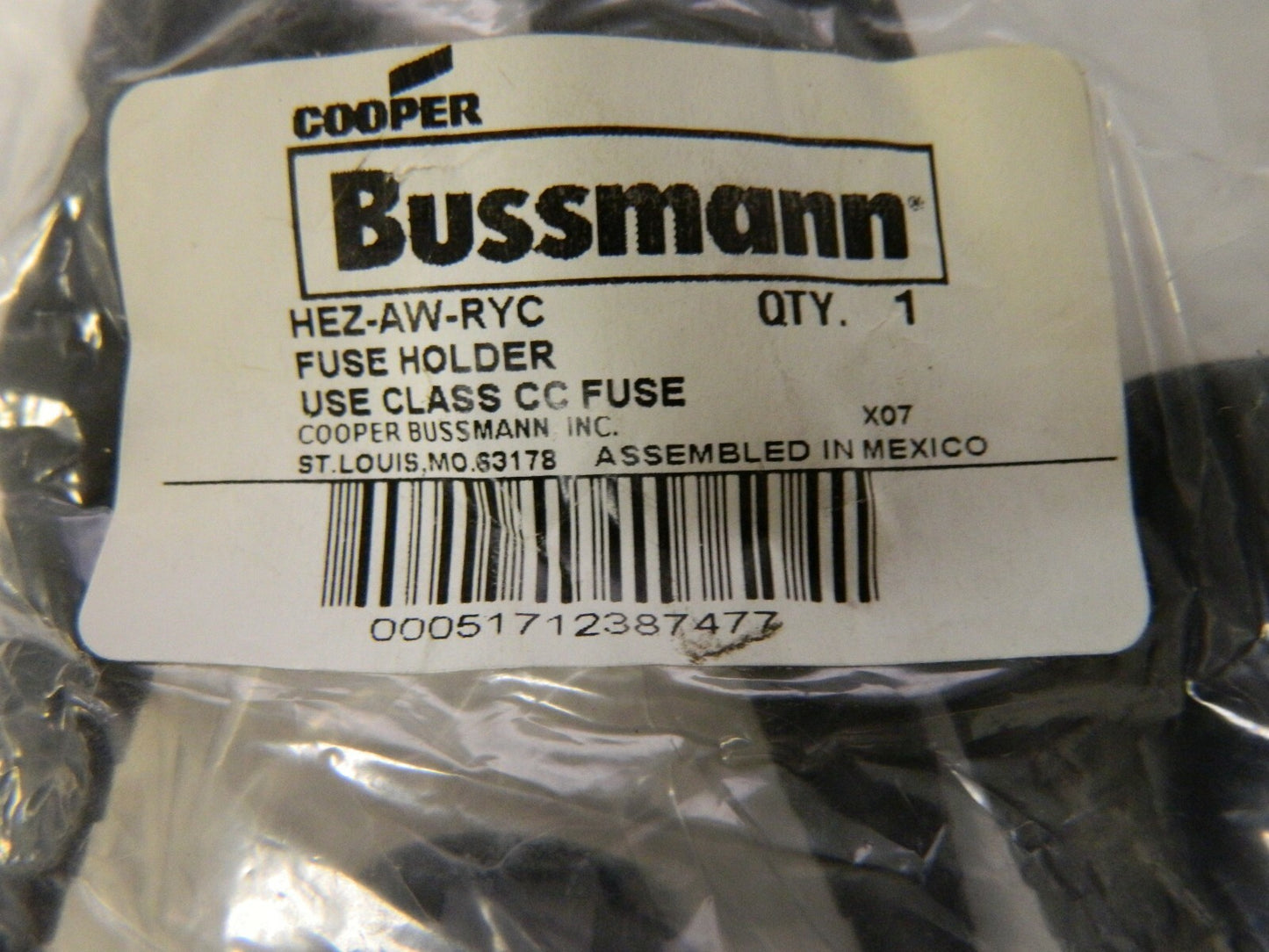 Cooper Bussmann 1 Pole 600 VAC 30 Amp Inline Fuse Holder HEZ-AW-RYC