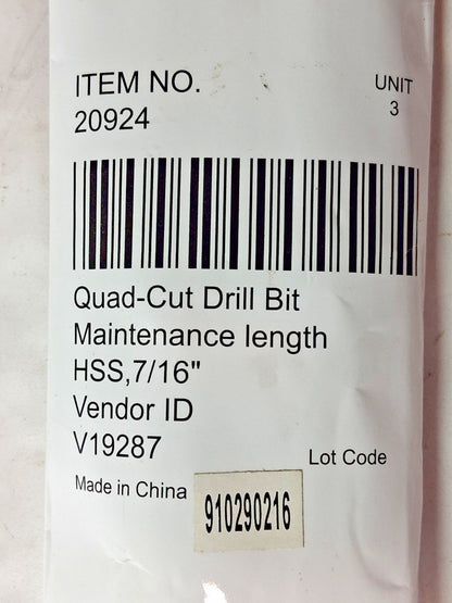 Professional Mechanics Drill Bits HSS 7/16" Dia Split Point 3PK 20924