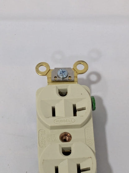 Hubbell Straight Blade Duplex Receptacle: NEMA 5-20R, 20 Amps HBL5352I