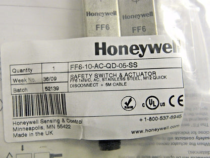 Honeywell Stainless Steel Noncontact Safety Limit Switch 230V 2A FF6-10-ACQD05SS