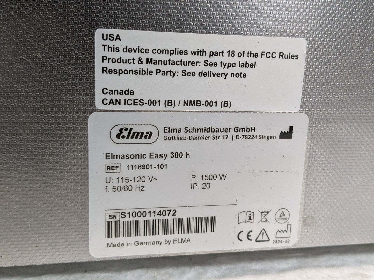 Elma Benchtop Ultrasonic Cleaner 7.5 Gal. Tank 115v 1118901-101 Parts / Repair