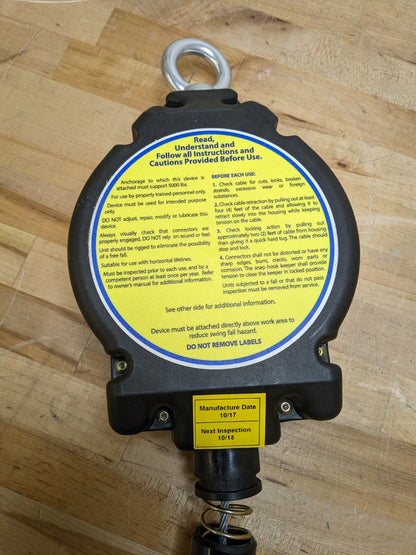 Pro Source 30 Ft Self-Retracting Lifeline w/ Carabiner 310 lb Capacity