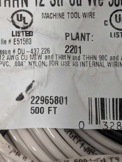 Southwire Building Wire: THHN, 12 AWG, Nylon, Stranded Core, 500' L 22965801