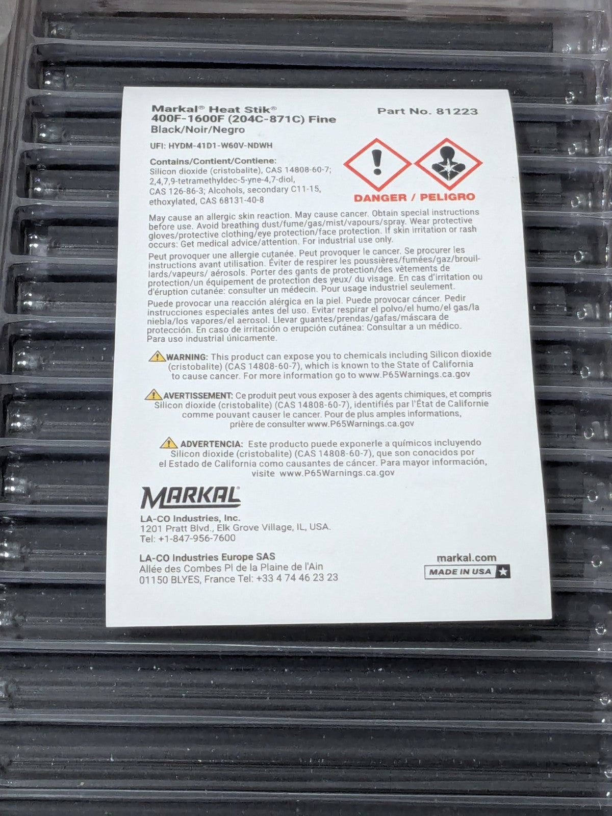 Markal Hot Steel Marker, Standard, 3/8" x 4-1/2", Black, 144 Pack 8122