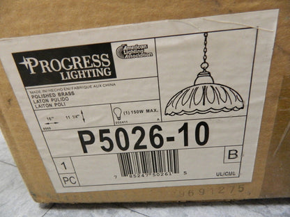 Progress One-light pendant Polished Brass SatinGlass Etched Family: 54  P5026-10