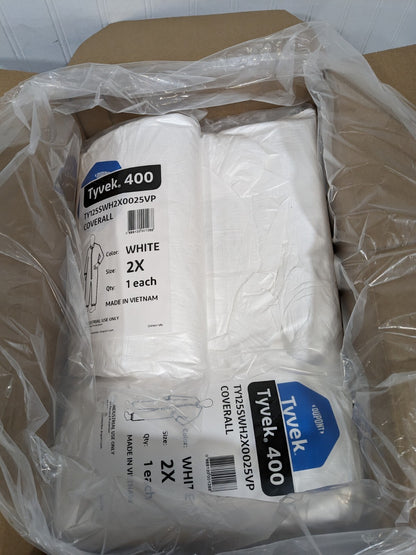 DUPONT Disposable Coveralls: Particle Protection Sz 2XL Qty 25 TY125SWH2X0025VP