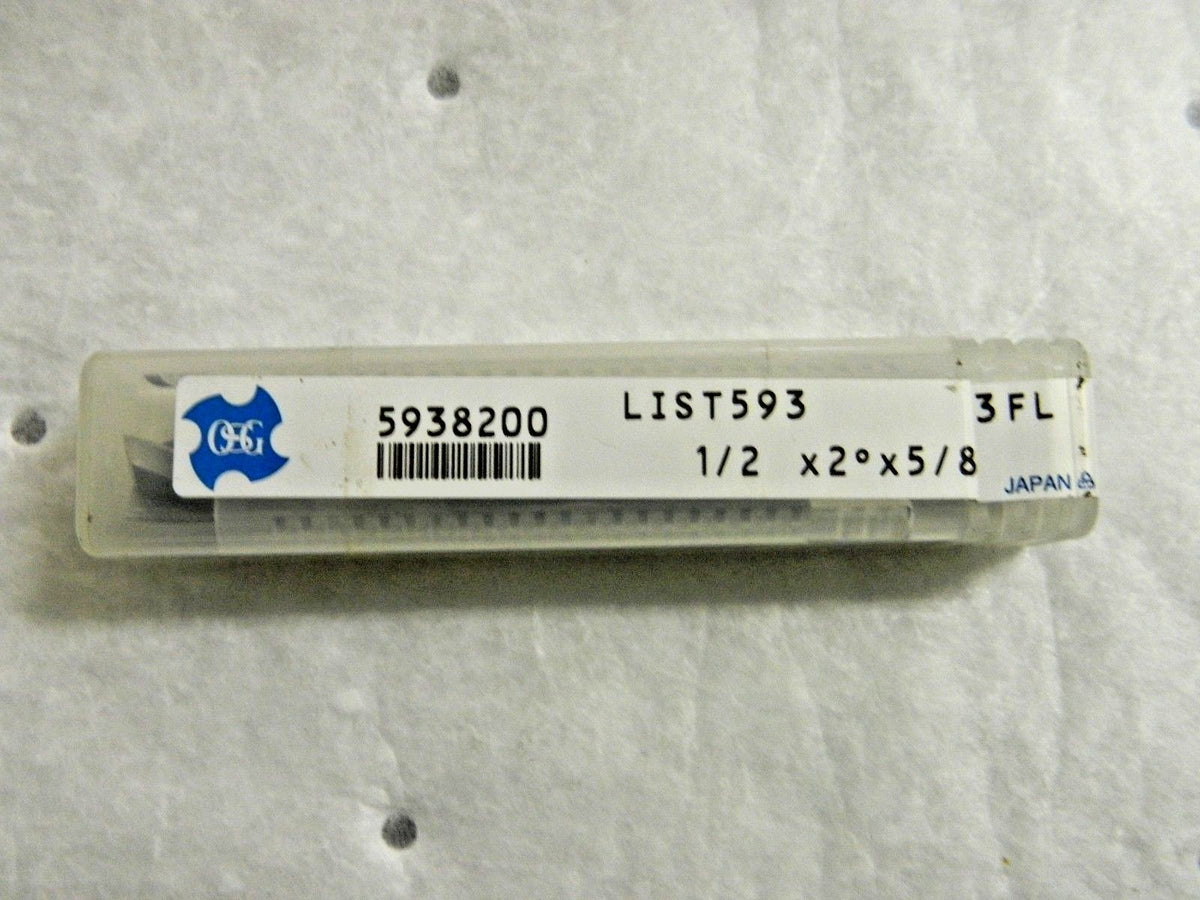 OSG Cobalt Tapered Square End Mill 1/2" x 2º x 5/8" Series 593 3FL 593