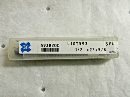 OSG Cobalt Tapered Square End Mill 1/2" x 2º x 5/8" Series 593 3FL 593