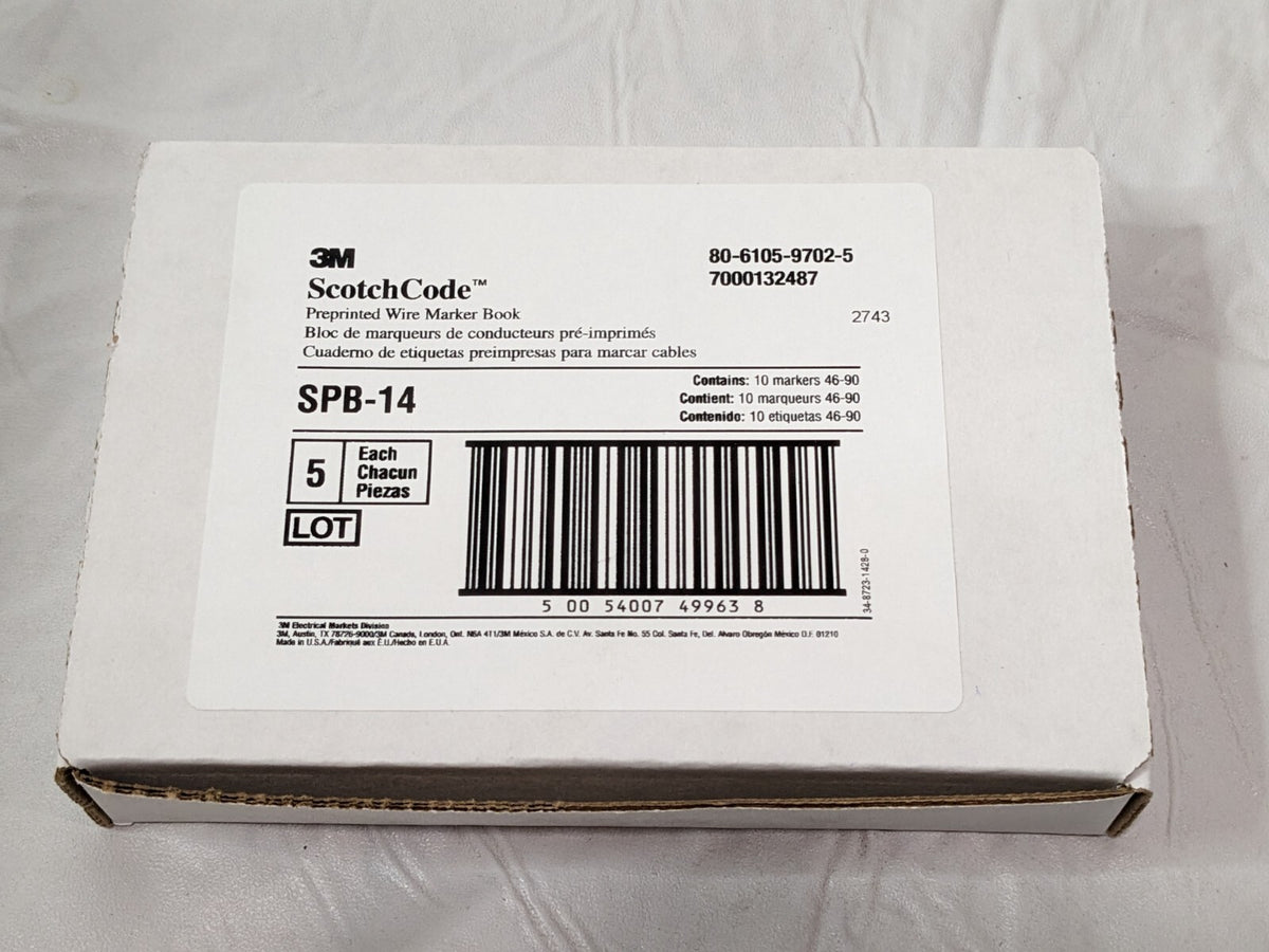 CASE OF 5 3M ScotchCode Pre-Printed Wire Marker Book SPB-14 7000132487