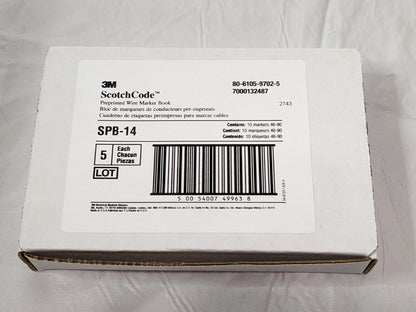 CASE OF 5 3M ScotchCode Pre-Printed Wire Marker Book SPB-14 7000132487