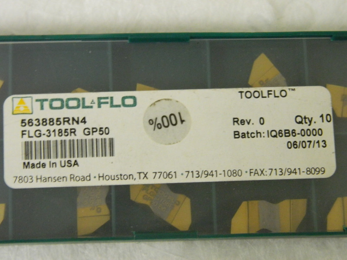 Tool-Flo Carbide Grooving Insert FLG-3185R GP50 Qty. 10 3563885RN4