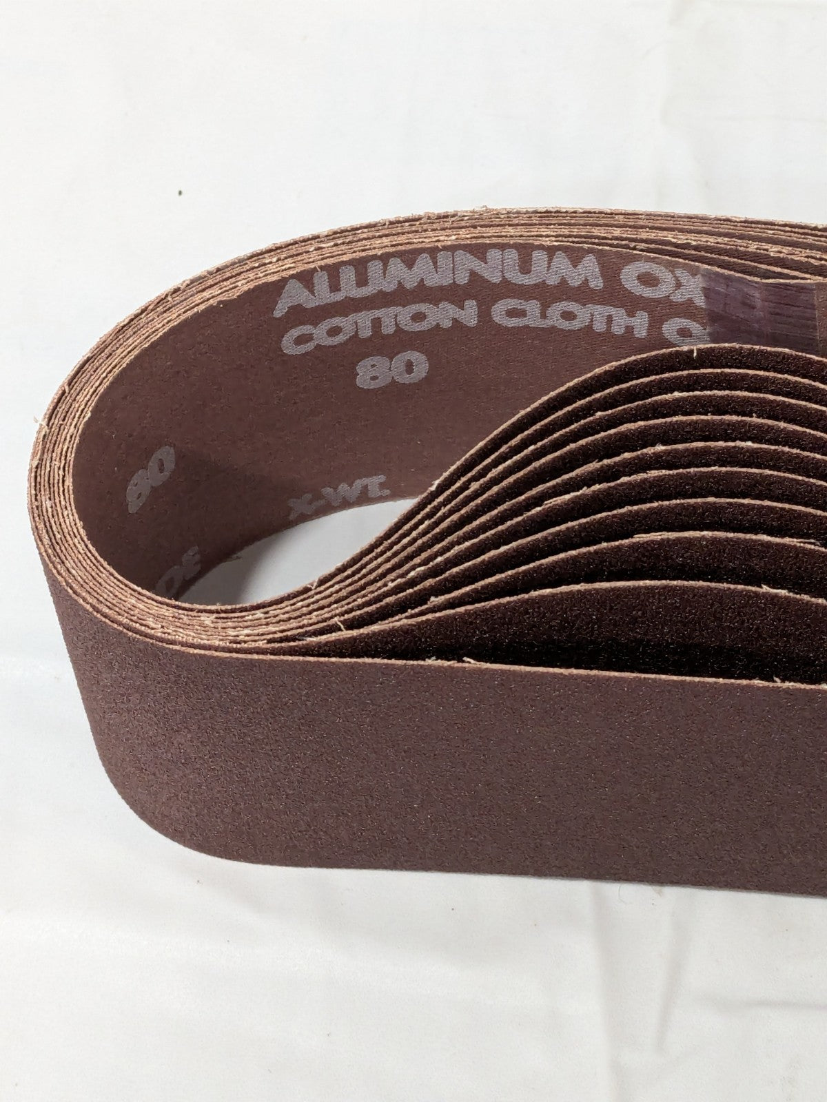 NORTON Abrasive Belt: 3" Wide, 21" OAL, 80G, Aluminum Oxide Qty 10 78072727924