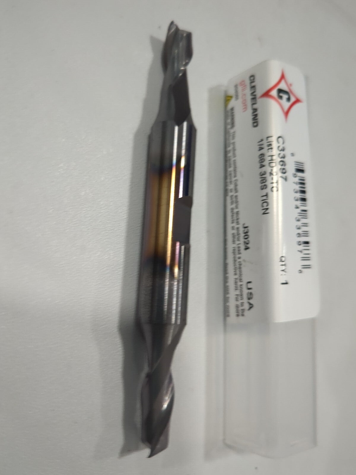 CLEVELAND Square End Mill 1/4" Dia 2 Fl HSS C33697