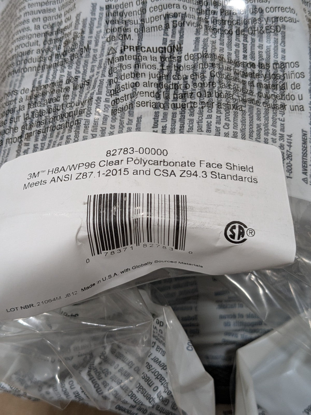3M Face Shield & Headgear: Chemical Splash & Debris Qty 5 7000127244