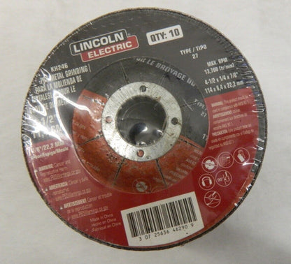Lincoln Electric Grinding Wheel 4.5in. Dia. x 1/4in. ThickType 27 Model# KH246