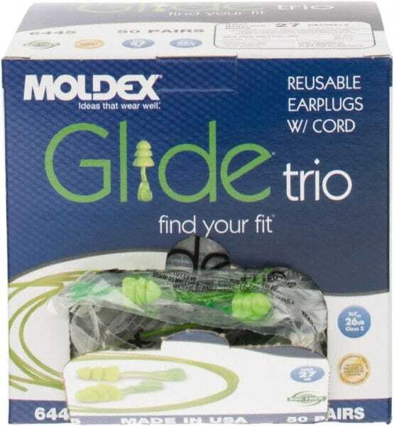 MOLDEX Earplugs 27 dB, PVC, Flanged, No Roll, Corded Reusable Qty 200 Pairs 6445