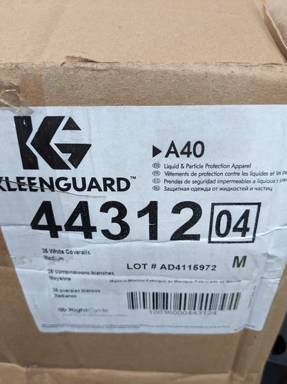 KLEENGUARD Disposable Coveralls: Liquid &amp; Splash, Sz M Qty 25 44312