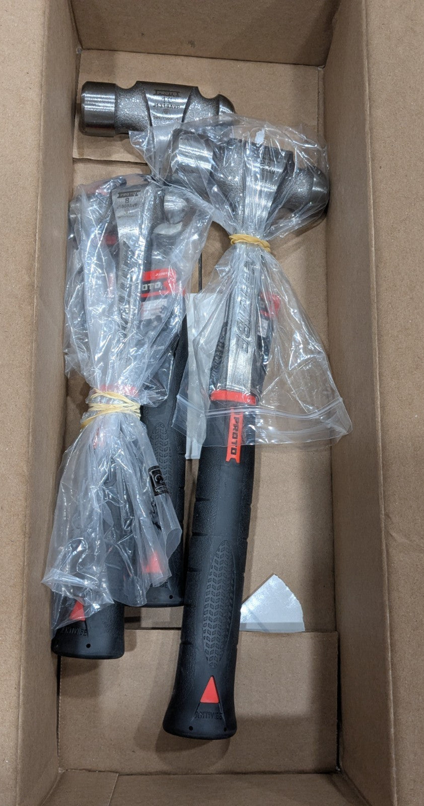 Proto 3 Pc Anti-Vibe Ball Pein Hammer Set: 8, 16 & 24 oz Head Weights J1304AVPS