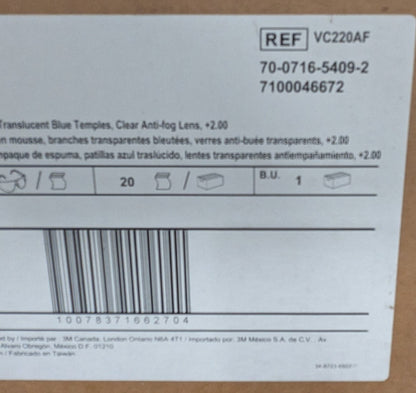 3M Magnifying Safety Glasses: 2.00, Clear Lenses Box of 13 7100046672