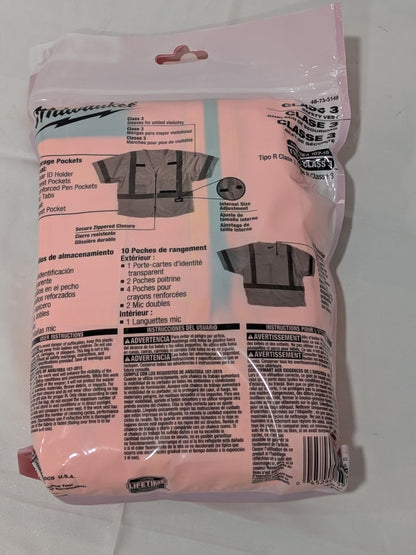 MILWAUKEE TOOL High Visibility Vest: 4X/5X-Large, Zipper Closure 48-73-5148