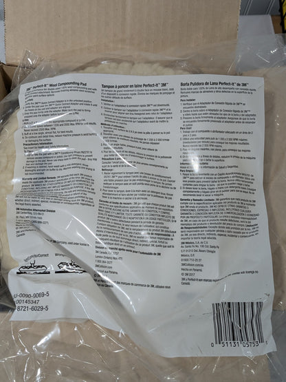 3M 9" Dia Wool Buffing & Backing Pad Box of 6 7100145347