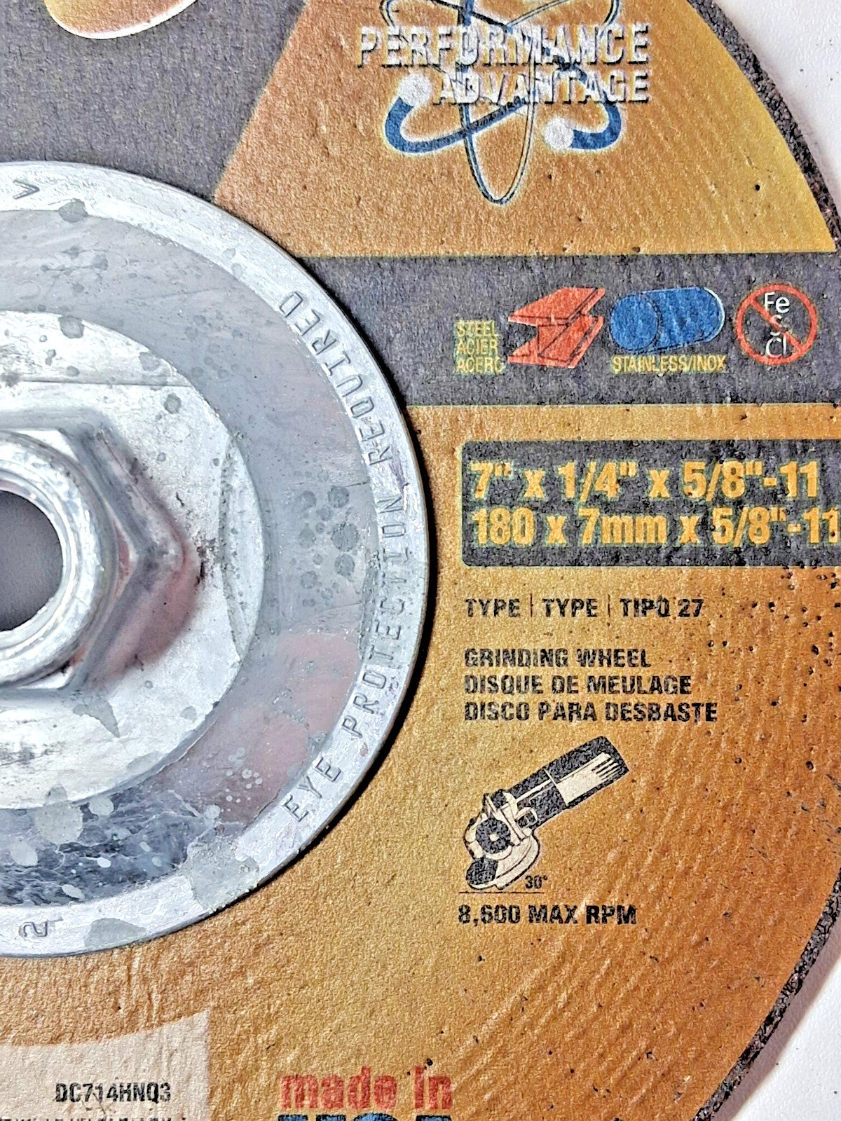 Norton Ceramic Alumina Grinding Wheel 7 in x 1/4 in x 5/8-11 T27 QTY 10 70799