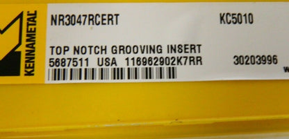 Kennametal Top Notch Grooving Insert  NR3047RCERT KC5010 QTY 3 5687511