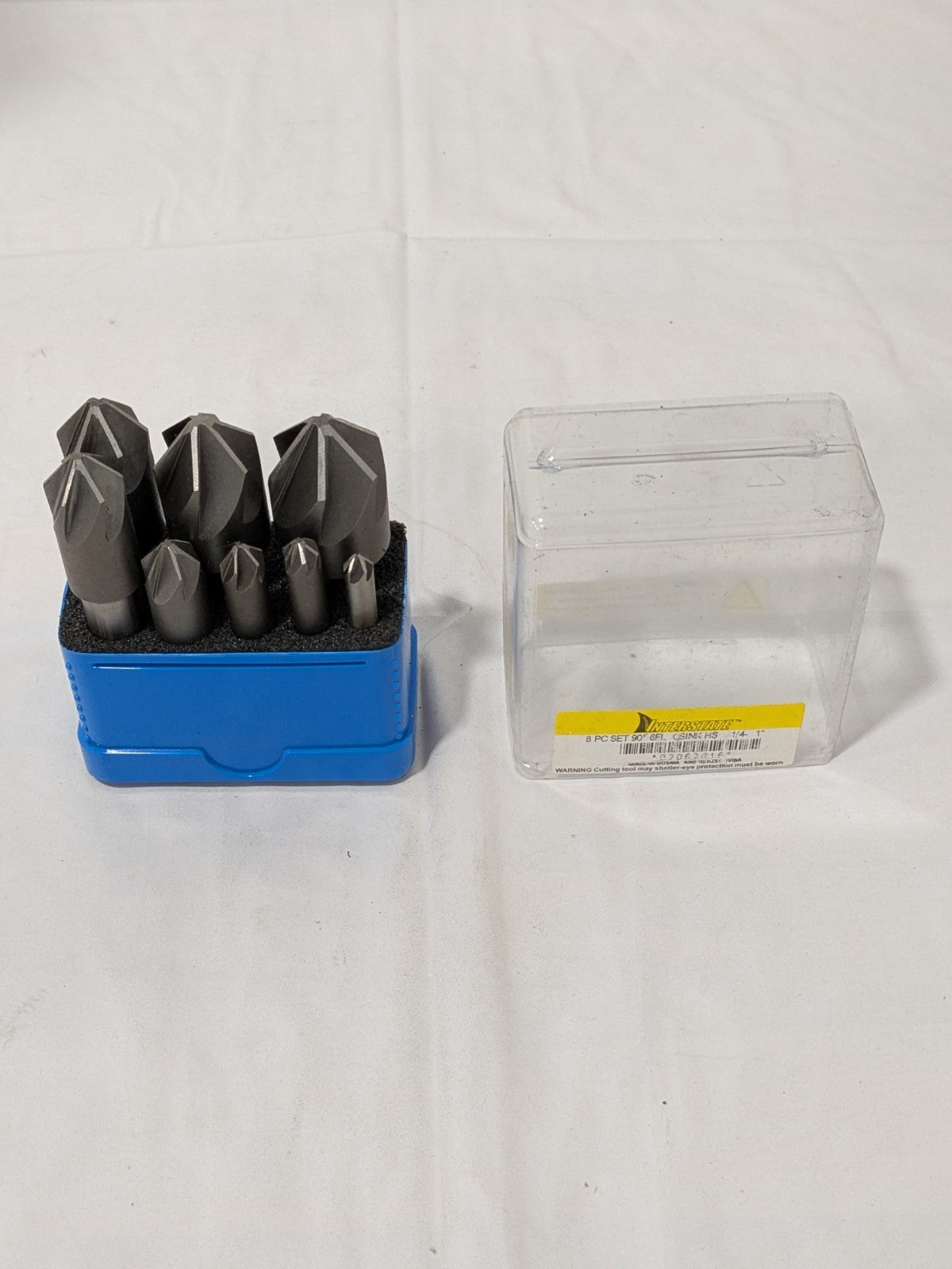 Interstate Countersink Set: 8 Pc, 1/4 to 1" Head Dia, 6 Flute, 90º 02062016