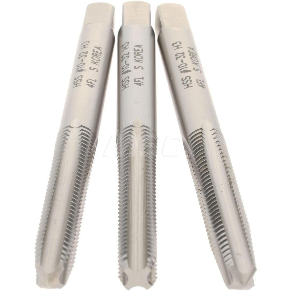 Hertel Tap Set: #10-32 UNF, 4 Flute, High Speed Steel, Bright Finish K008918AS