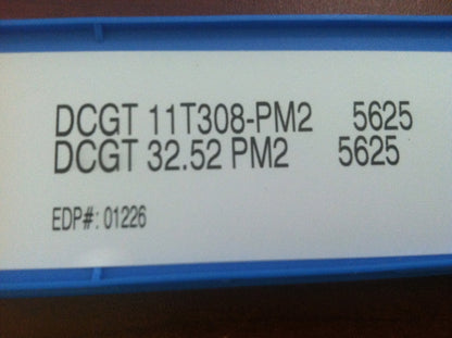 Valenite Index Carbide Turning Inserts DCGT11T308-PM2 DCGT32.52-OM2 5625 01226