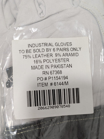 Ironcat Welding Gloves: Sz M, Leather & Synthetic Leather 6 Pairs 6144/M